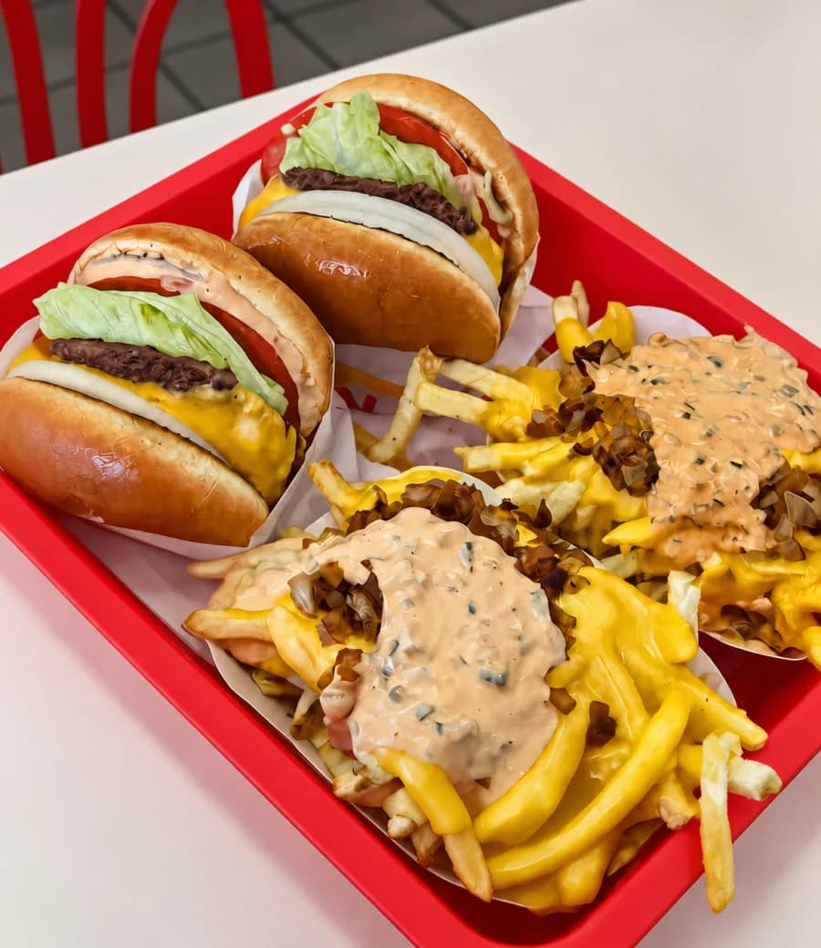 Hamburguesas y papas fritas