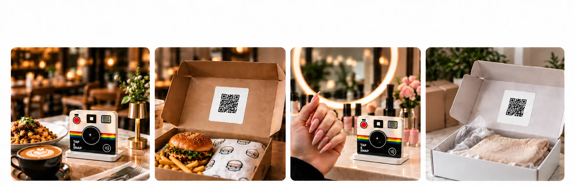 Restaurant, delivery, beauty, and e-commerce UGC Camera scenes